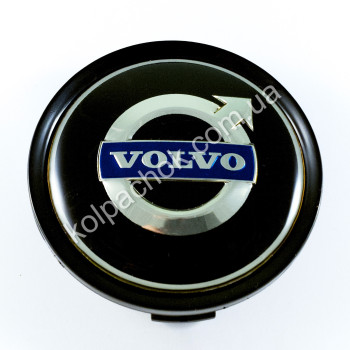 Ковпачок на диски Volvo чорний/хром лого (74мм)