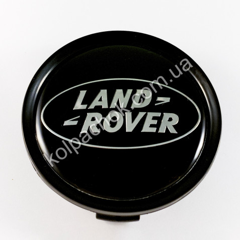 Ковпачок на диски Land Rover чорний/хром лого (74мм)