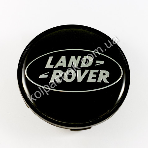 Ковпачок на диски Land Rover чорний/хром лого (65-68мм)