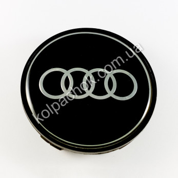 Колпачок на диски Audi черный/хром лого (62-68мм) Колпачок на диски Audi черный/хром лого (62-68мм)