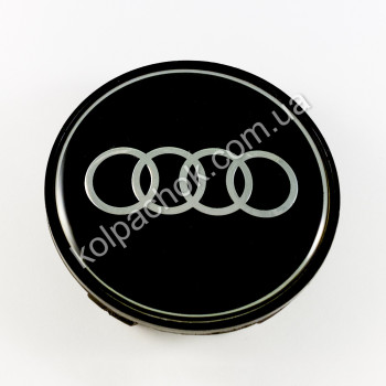 Колпачок на диски Audi черный/хром лого (62-68мм) Колпачок на диски Audi черный/хром лого (62-68мм)