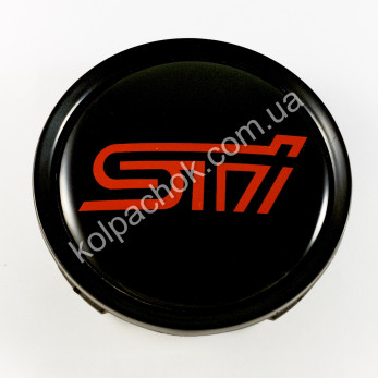 Колпачок на диски Subaru STI черный/красный лого (74мм) Колпачок на диски Subaru STI черный/красный лого (74мм)