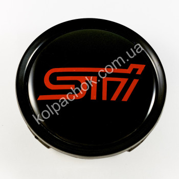 Ковпачок на диски Subaru STI чорний/червоний лого (74мм) Ковпачок на диски Subaru STI чорний/червоний лого (74мм)