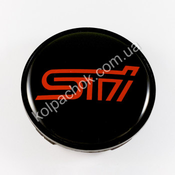 Колпачок на диски Subaru STI черный/красный лого (62-68мм)