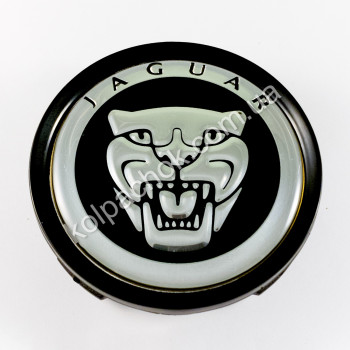 Ковпачок на диски Jaguar чорний/хром лого (74мм)