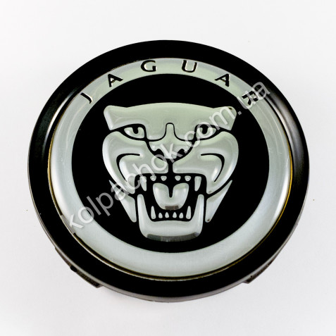 Ковпачок на диски Jaguar чорний/хром лого (74мм)