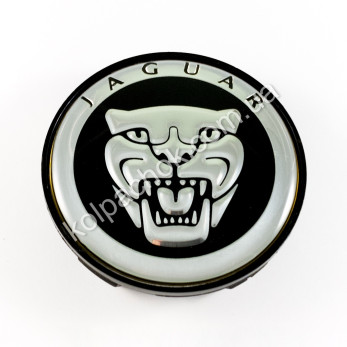 Колпачок на диски Jaguar черный/хром лого (65-68мм)