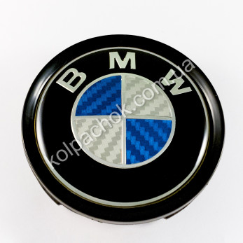 Колпачок на диски BMW сине-белый карбон (74мм) Колпачок на диски BMW сине-белый карбон (74мм)