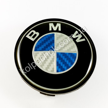Колпачок на диски BMW сине-белый карбон (62-68мм) Колпачок на диски BMW сине-белый карбон (62-68мм)
