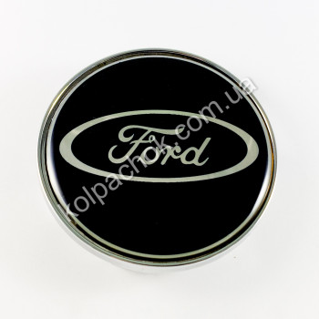 Колпачок на диски Ford хром/черный лого (62-68мм) Колпачок на диски Ford хром/черный лого (62-68мм)