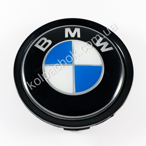 Колпачок на диски BMW черный/сине-белый лого (74мм)