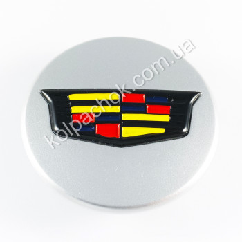 Колпачок на диски Cadillac серебро/черный лого 9597375 (67мм)