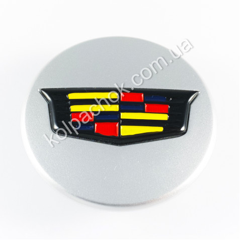 Ковпачок на диски Cadillac срібло/чорний лого 9597375 (67мм)