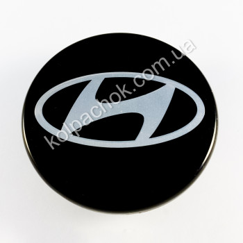 Колпачок на диски Hyundai черный/хром лого 52960-L1100 / 52960-BE100 (60мм) (Оригинал)