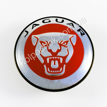 Колпачок на диски Jaguar C2D32292 / C2D47107 / J2A3-1A096-AA красный лого (58мм) (Оригинал)