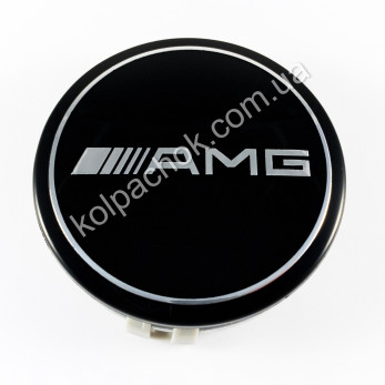Ковпачок на диски Mercedes-Benz AMG чорний/хром лого (75мм) Ковпачок на диски Mercedes-Benz AMG чорний/хром лого (75мм)