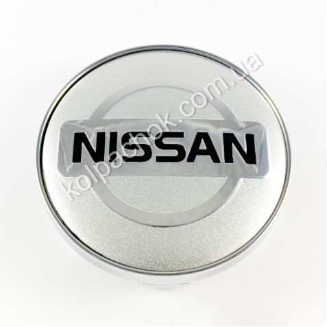 Колпачок на диски Nissan серебро/черный лого (56-60мм)