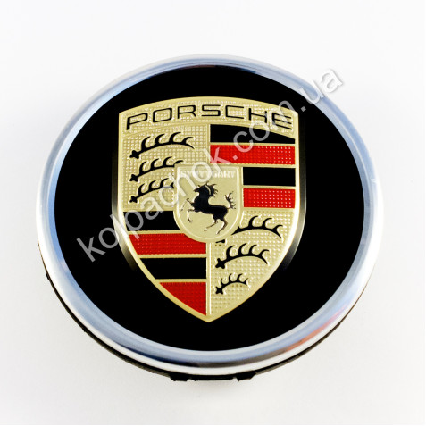 Ковпачок на диски Porsche Taycan чорний/кольоровий лого 9J1.601.149 A (76мм)