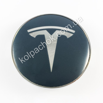 Колпачок на диски Tesla графит/хром лого (65-68мм) 