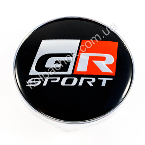 Ковпачок на диски Toyota GR Sport чорний/хром кант (60мм)