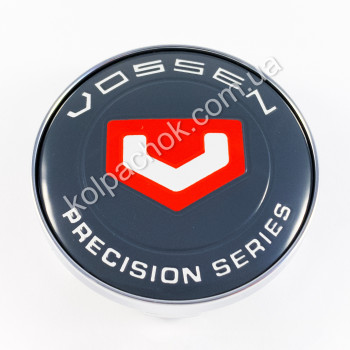 Колпачок на диски Vossen графит / красный лого / хром кант (60мм)