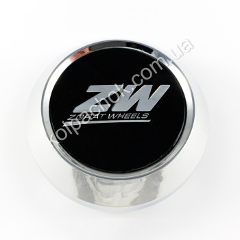 Колпачок на диски ZW хром конус/черный лого 241K64-B (56-64мм) Колпачок на диски ZW хром конус/черный лого 241K64-B (56-64мм)