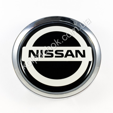 Ковпачок Nissan чорний/білий лого для дисків Rial Alutec N32 (64мм)