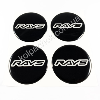 Наклейки для колпачков на диски Rays черные/белый лого (60мм) Наклейки для колпачков на диски Rays черные/белый лого (60мм)