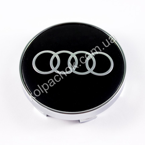 Ковпачок на диски Audi чорний/хром лого (60мм)
