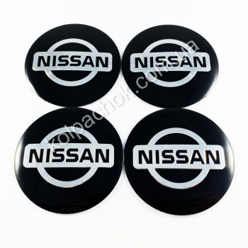 Наклейки для ковпачків на диски Nissan чорні сфера (65мм)