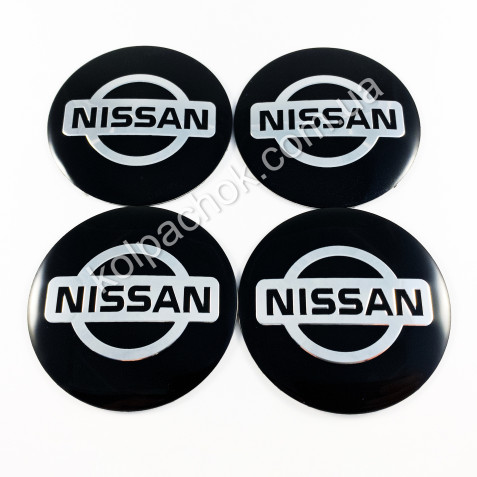 Наклейки для ковпачків на диски Nissan чорні сфера (65мм)