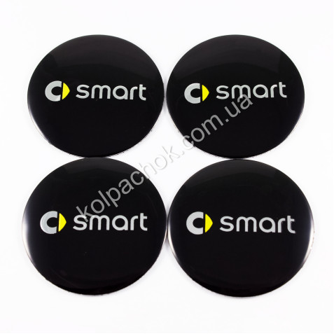 Наклейки для ковпачків на диски Smart черные (56мм)