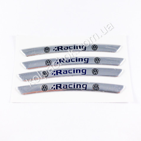 Наклейки на диски VolksWagen Racing хром