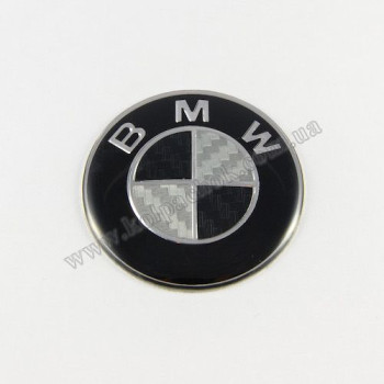 Емблема BMW чорно-білий карбон 45мм. (Руль) Емблема BMW чорно-білий карбон 45мм. (Руль)