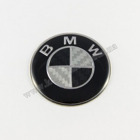 Емблема BMW чорно-білий карбон 45мм. (Руль)