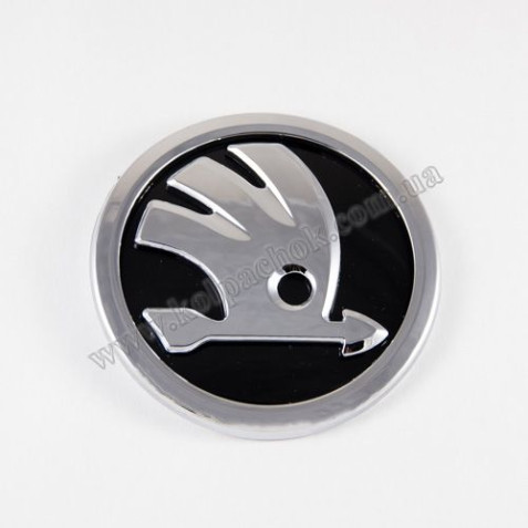 Емблема Skoda хром 32D853621A (90мм)