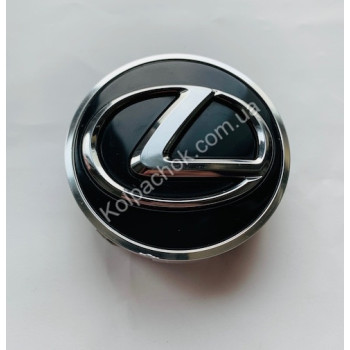Ковпачок на диски Lexus чорний/хром лого/хром кант 42603-50380 (62мм) (Оригінал)