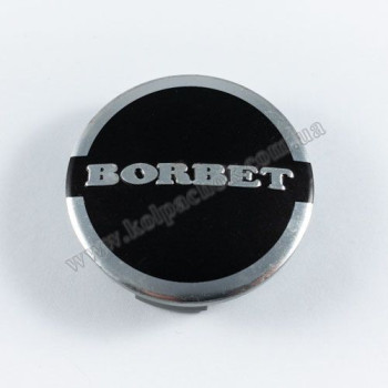 Ковпачок на диски Borbet 74404 чорний/хром лого (Оригінал)