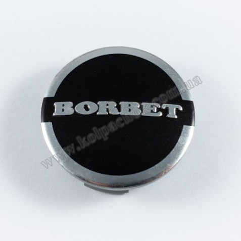Ковпачок на диски Borbet 74404 чорний/хром лого (Оригінал)