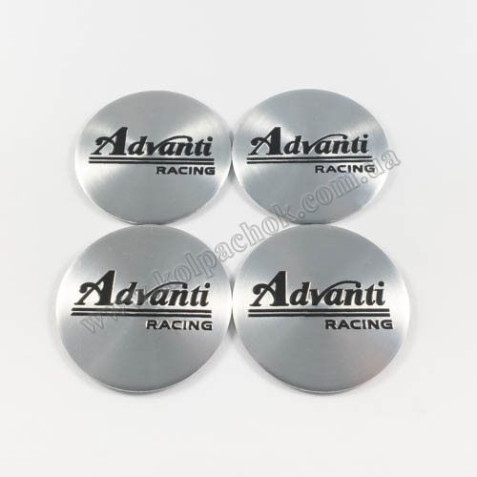 Наклейки для ковпачків на диски Advanti сірі/чорний лого (45мм)