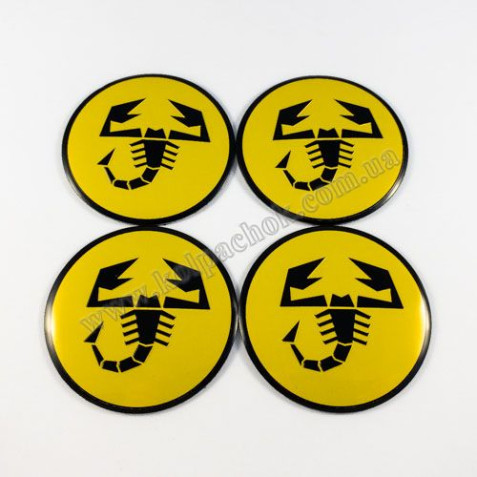 Наклейки для ковпачків на диски Abarth жовті (56мм)