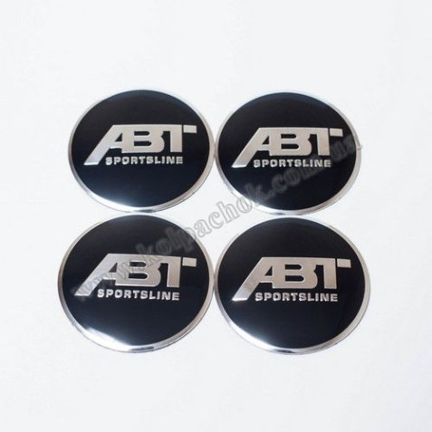 Наклейки для ковпачків на диски ABT чорні/хром лого (56мм)
