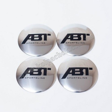 Наклейки для ковпачків на диски ABT хром/чорний лого (56мм)