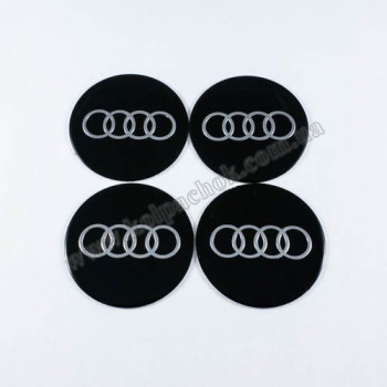 Наклейки для ковпачків на диски Audi чорні (45мм)