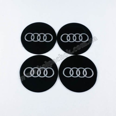 Наклейки для ковпачків на диски Audi чорні (45мм)