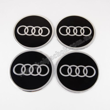 Наклейки для ковпачків на диски Audi чорні (90мм)
