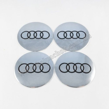 Наклейки для колпачков на диски Audi хром/черный лого (60мм) Наклейки для колпачков на диски Audi хром/черный лого (60мм)
