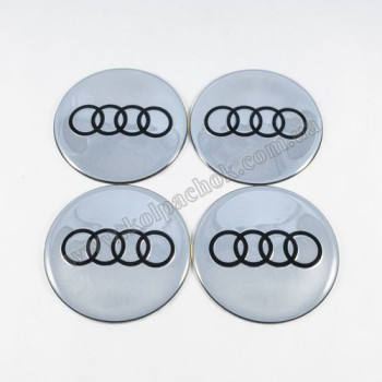 Наклейки для ковпачків на диски Audi хром/чорний лого (65мм) Наклейки для ковпачків на диски Audi хром/чорний лого (65мм)