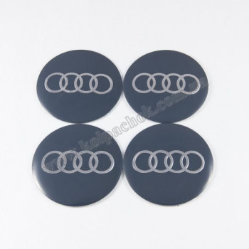 Наклейки для ковпачків на диски Audi сірі/хром лого (60мм) Наклейки для ковпачків на диски Audi сірі/хром лого (60мм)