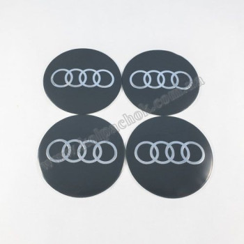 Наклейки для колпачков на диски Audi серые/хром лого (65мм) Наклейки для колпачков на диски Audi серые/хром лого (65мм)
